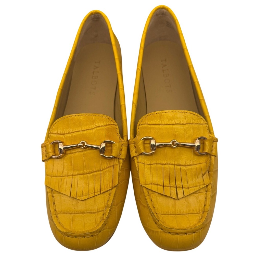Talbots Everson Horsebit Loafers Golden Honey Yellow Leather Driving Mocs 6.5M - Picture 2 of 7